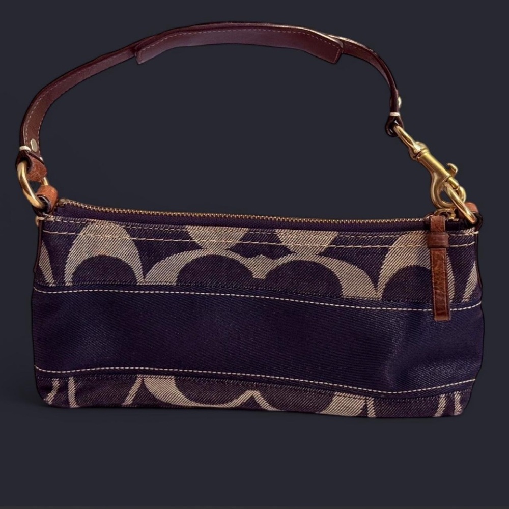 Coach Dark Blue and Brown Shoulder Bag